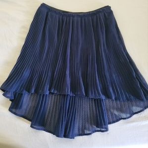Freebird High Low Pleated Navy Skirt Size Small